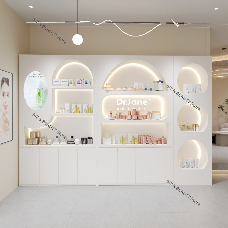 Luxury Skincare Display - 高級化粧品陳列棚 - エレガントなスキンケア＆メイクアップオーガナイザー、美容サロン向けプレミアム製品ショーケース棚 JT40
