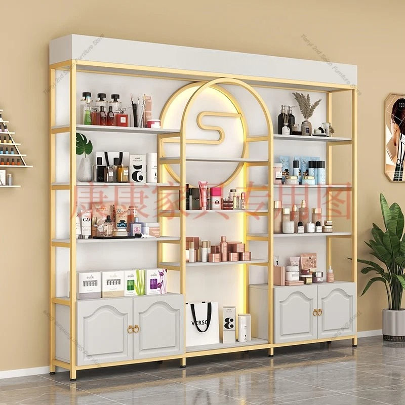 Luxury Skincare Display - モダンラグジュアリー化粧品陳列キャビネット 北欧風クリエイティブ美容サロン スキンケア製品キャビネット棚 オフィス家具 FYMC