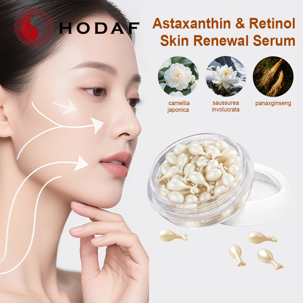 Luxury Skincare Shop - HODAF 30カプセル コラーゲンアイケアセラム：シミ、ニキビ跡、しわを軽減し、肌を引き締め、明るくします。ヒアルロン酸セラム。韓国の新スキンケア製品：アスタキサンチン、海藻、レチノール配合の肌再生セラム。