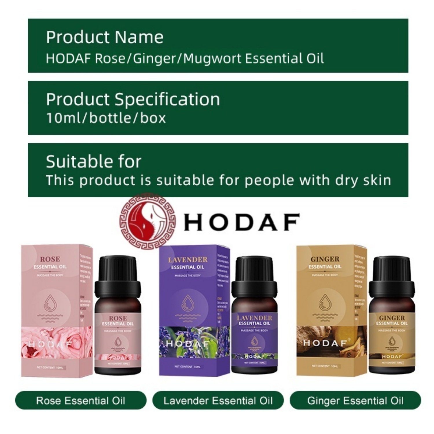 Luxury Skincare Shop - HODAFブレンドエッセンシャルオイル：ターメリック/ヨモギ/ローズエッセンシャルオイル—ボディマッサージオイル、保湿、アロマセラピー、美白、スムージング、ボディ＆フェイススキンケア—10mL、3種類のオプションあり