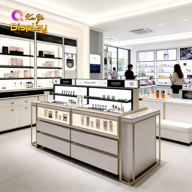 カスタム高級スキンケアショップ什器　スタイリッシュなLED照 - Luxury Skincare Display のレビューと価格