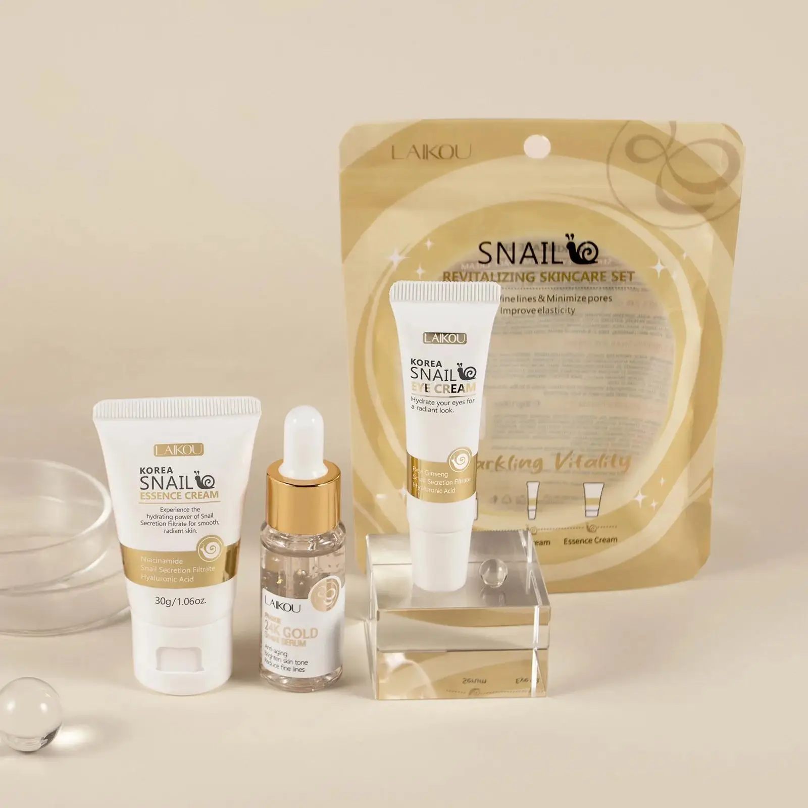 24Kゴールドスネイルリペアセラムアイクリームエッセンスセッ - Luxury Skincare Serum のレビューと価格